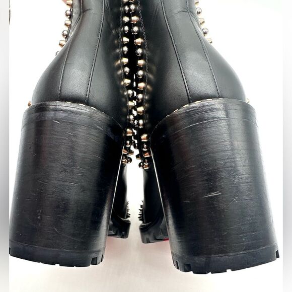 Christian Louboutin Chasse A Clou 70 Black Leather Studded  Ankle Boots EU37 US7 - Picture 10 of 14